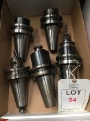 Five BT50 taper shank tool holders, with fitted tooling in one box