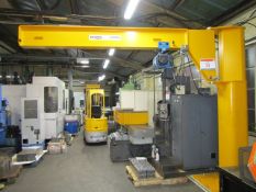 Demag 1000kg heavy duty pillar jib arm crane, approx swing 3.5m, fitted Demag 1000kg, electric chain