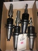 Four BT50 taper shank tool holders, with fitted tooling in one box