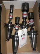 Four BT50 taper shank tool holders, fitted honing tools, in one box