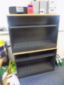 2 Oak effect open bookcases, 1000mm wide x 730mm high