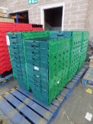 60 Crates with interlockable lids (green), 600mm wide, 400mm depth and 325mm high