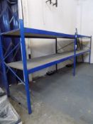 2 Bays of boltless medium duty pallet racking, 2400mm x 900mm x 1800mm high, with timber decking (