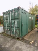 Steel 20ft shipping container, serial No QDCM02A33367 (2002) with secure side access door. (Contents