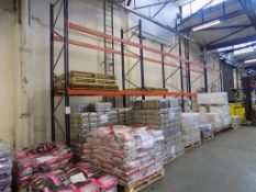 19 Bays of MECAUX pallet racking comprising, 24 uprights, 900mm x 4200mm, 60 pairs of beams,