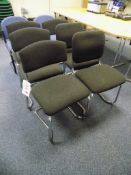 6 Chrome framed black fabric side chairs