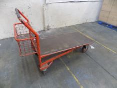 3 Four wheeled stock trolley, with 1150mm x 560mm sprung platform (1 slightly damaged)