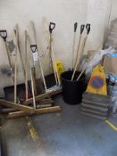 Cleaning and maintenance items to include brushes, shovels, yard scrappers etc. as lotted.