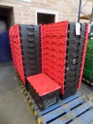 50 Crates with interlockable lids (red & black), 600mm wide, 400mm depth and 325mm high