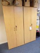 4 Oak effect double door cupboards, 800mm wide x 1900mm high