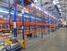 32 Bays of ESMENA pallet racking comprising, 34 uprights, 900mm x 4200mm, 144 pairs of SE5 beams,