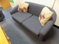 3 Blue fabric two seater settees