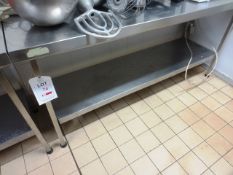 Sissons stainless steel twin shelf rectangular table, approx 1800mm in length
