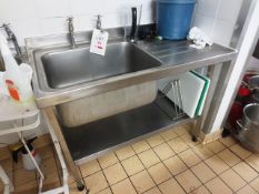 Stainless steel single sink unit, with drainage board, approx 1200mm in length