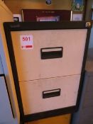 Two cream/brown two-drawer filing cabinets