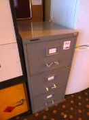 Three-drawer grey filing cabinet