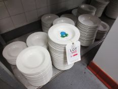 Quantity of white circular dinner plates, approx 280mm dia