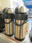 Two stainless steel hot water/coffee dispensers