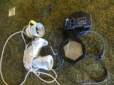 Five assorted ceiling mountable disco/spotlights (Please note: sold for spares/repairs only)