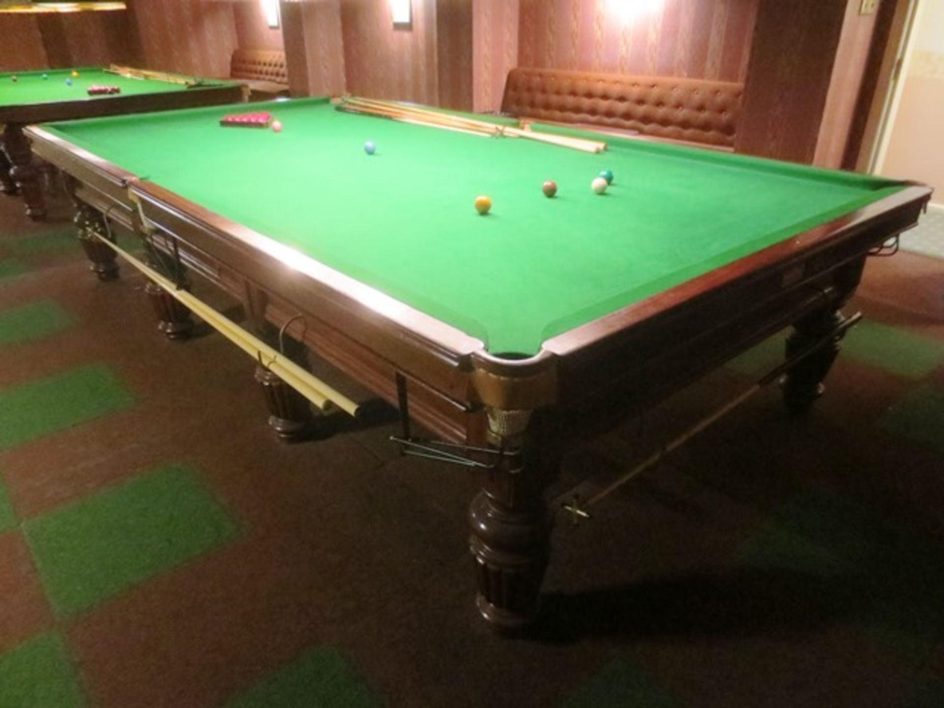 Riley Taskforce 1987 snooker table, with set of snooker balls (minus black ball), - Image 2 of 3