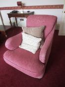 Two pink cloth upholstered armchairs (only one in picture)