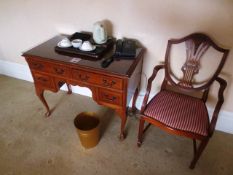 Dark-wood chairs and dark-wood 4-drawer desk