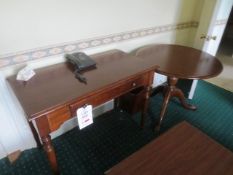 Dark-wood single drawer side table and circular table