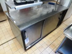 Stainless steel twin sliding door, twin sided gas fired plate warming cupboard, approx 1800mm,