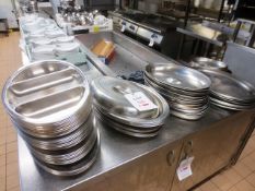 Quantity of assorted stainless steel trays and dishes (as lotted)