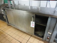 Stainless steel twin sliding door, twin sided gas fired plate warming cupboard, approx 1800mm,