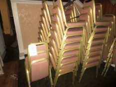 Approximately 40, steel-framed pink cloth upholstered chairs