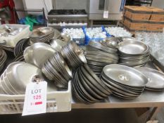 Quantity of stainless steel oval serving dishes, with assorted lids (as lotted)