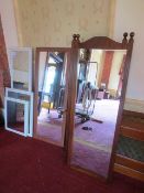 Five various timber framed wall mirrors