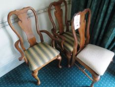 Three various cloth upholstered chairs