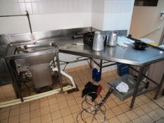 Stainless steel single sink/waste disposal unit/drainage board, approx 2200 x 1500mm