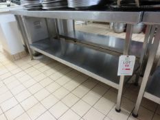 Stainless steel twin shelf rectangular table, approx 1800mm in length