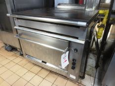 Stott Beknhaus stainless steel, gas fired hot plate, with single door warming oven, approx 900mm