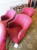 Three red cloth upholstered tub chairs (Please note: image for illustrative purposes only)