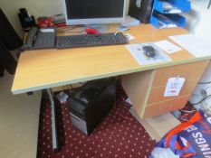 Four assorted dark/light wood office desks (only one in picture)