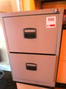 Grey two-drawer filing cabinet