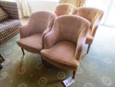 Four cream cloth upholstered tub chairs