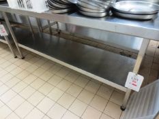 Stainless steel twin shelf rectangular table, approx 1800mm in length