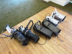 Six assorted ceiling mountable disco/spotlights (Please note: sold for spares/repairs only)