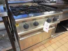 Electrolux, stainless steel, 4 ring gas fired hob, approx width 800mm, with single door warming