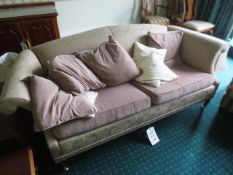 Cream cloth upholstered three seater sofa