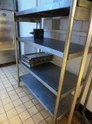 Stainless steel 4 shelf storage rack, approx 1200mm (excluding contents)