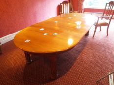 Oak-effect boardroom oval table, Approx. 3m in length with two chairs