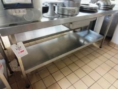 Stainless steel twin shelf rectangular table, approx 1800mm in length