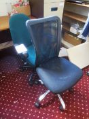Four assorted cloth upholstered office swivel chairs (only two in picture)