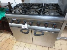 Lincat, stainless steel 6 ring gas fired range, with twin door oven, model: SLR9N-A004, serial